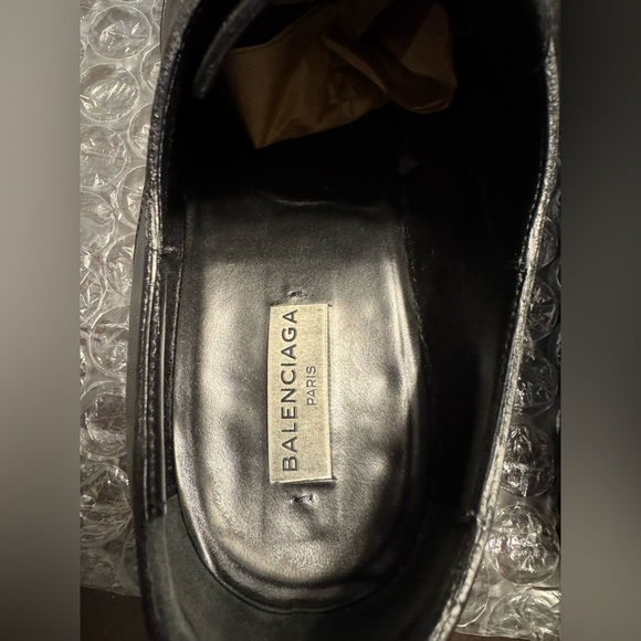 Authentic Balenciaga Black Leather Lace Up Dress Shoes Size 45 / US 12 - Picture 14 of 16